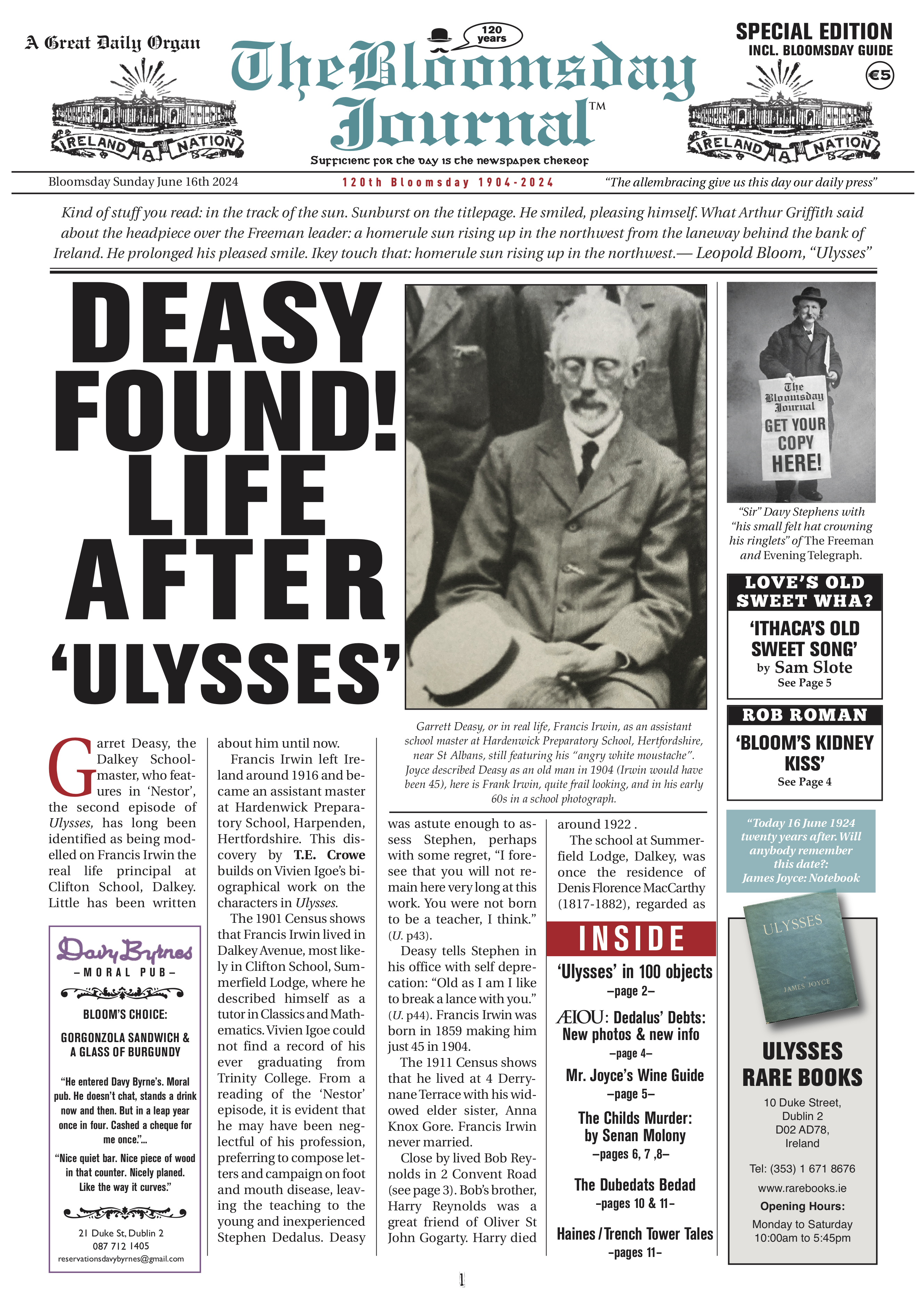 The Bloomsday Journal 29024 out now in PDF
